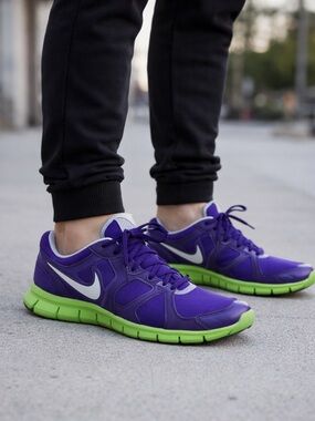 Nike Free 4.0 V3 Running Shoes Purple Volt Green Mens 10 Lightweight Trainers